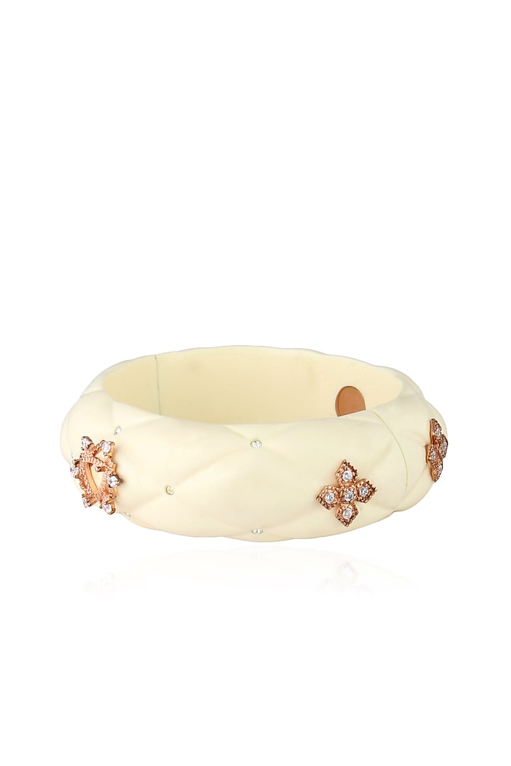 The Bohemian presents Rose gold plated white star motif resin bangle available only at Pernia's Pop Up Shop.