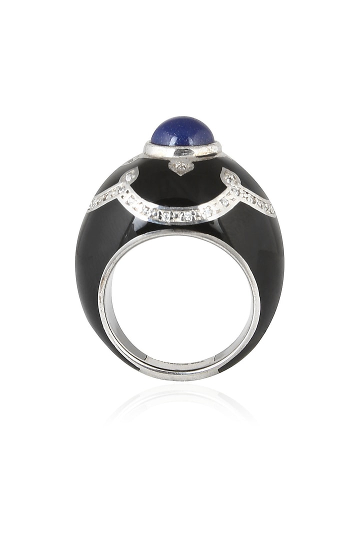 The Bohemian presents Black resin pantheon ring available only at Pernia's Pop Up Shop.