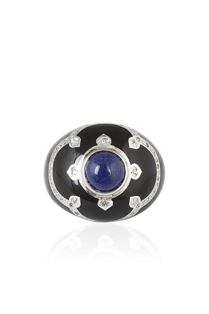 The Bohemian presents Black resin pantheon ring available only at Pernia's Pop Up Shop.