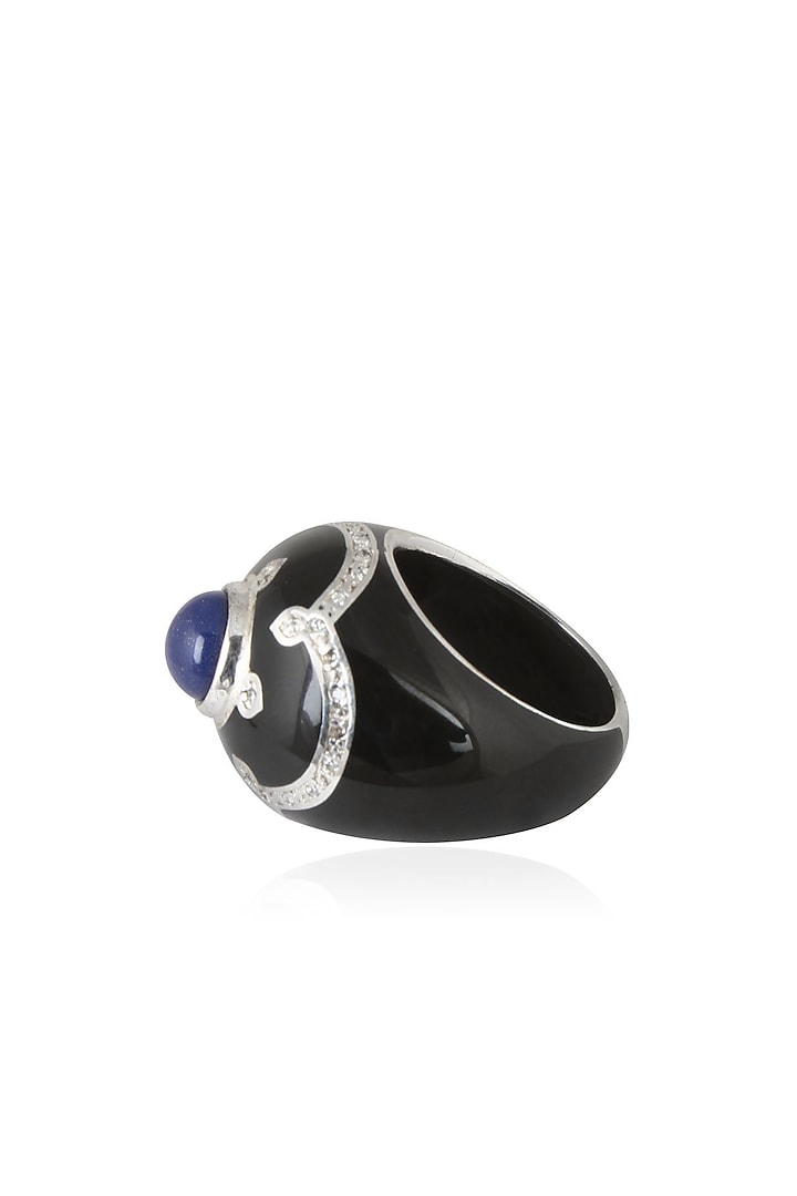 The Bohemian presents Black resin pantheon ring available only at Pernia's Pop Up Shop.