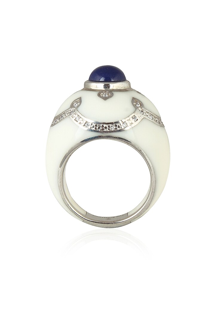 The Bohemian presents White resin pantheon ring available only at Pernia's Pop Up Shop.
