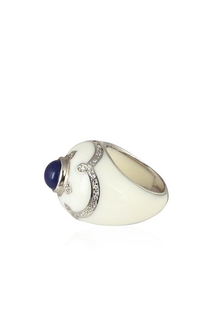 The Bohemian presents White resin pantheon ring available only at Pernia's Pop Up Shop.