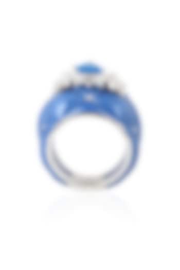 Rhodium Plated Blue Star Motif Resin Ring by The Bohemian