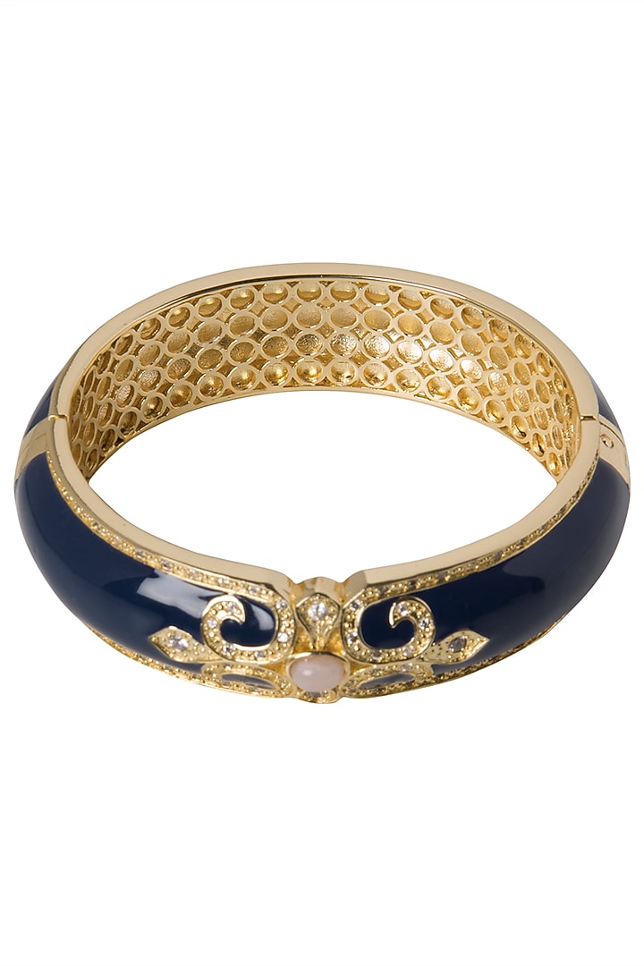 Navy blue and white vintage detailed bangle available only at Pernia's Pop Up Shop.