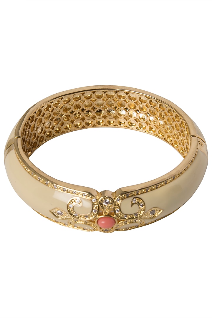 Off white and pink vintage detailed bangle available only at Pernia's Pop Up Shop.