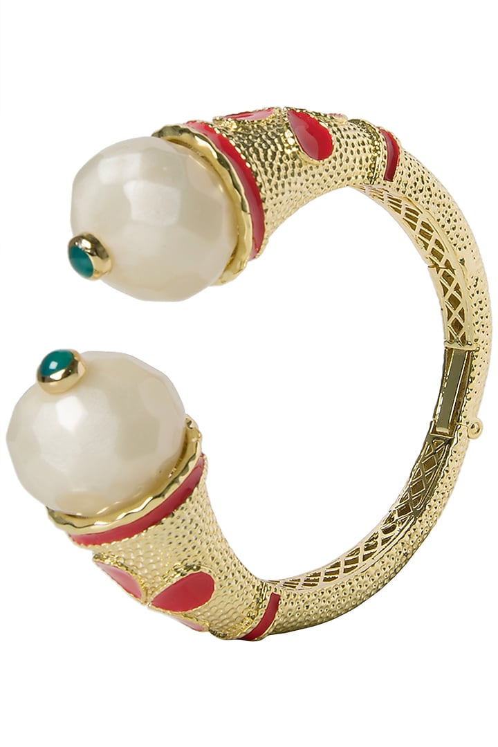 White and red cathedral open bangle available only at Pernia's Pop Up Shop.