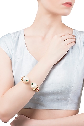 White and Red Cathedral Open Bangle by The Bohemian
