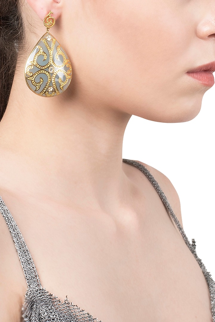 Seafoam and Gold Fat Filigree Earrings by The Bohemian
