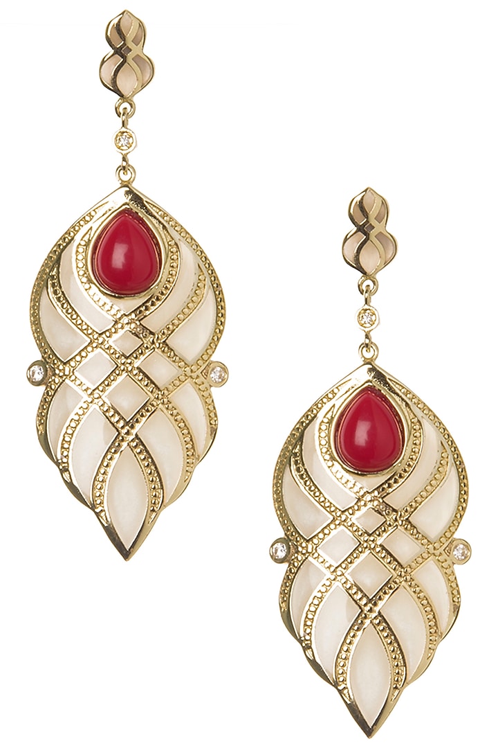 White and red curve lines earrings available only at Pernia's Pop Up Shop.