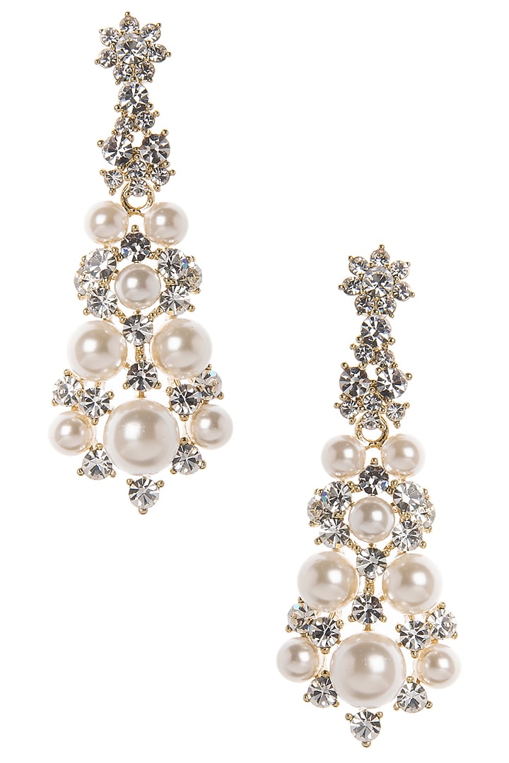 Gold plated conical pearl dangler earrings available only at Pernia's Pop Up Shop.