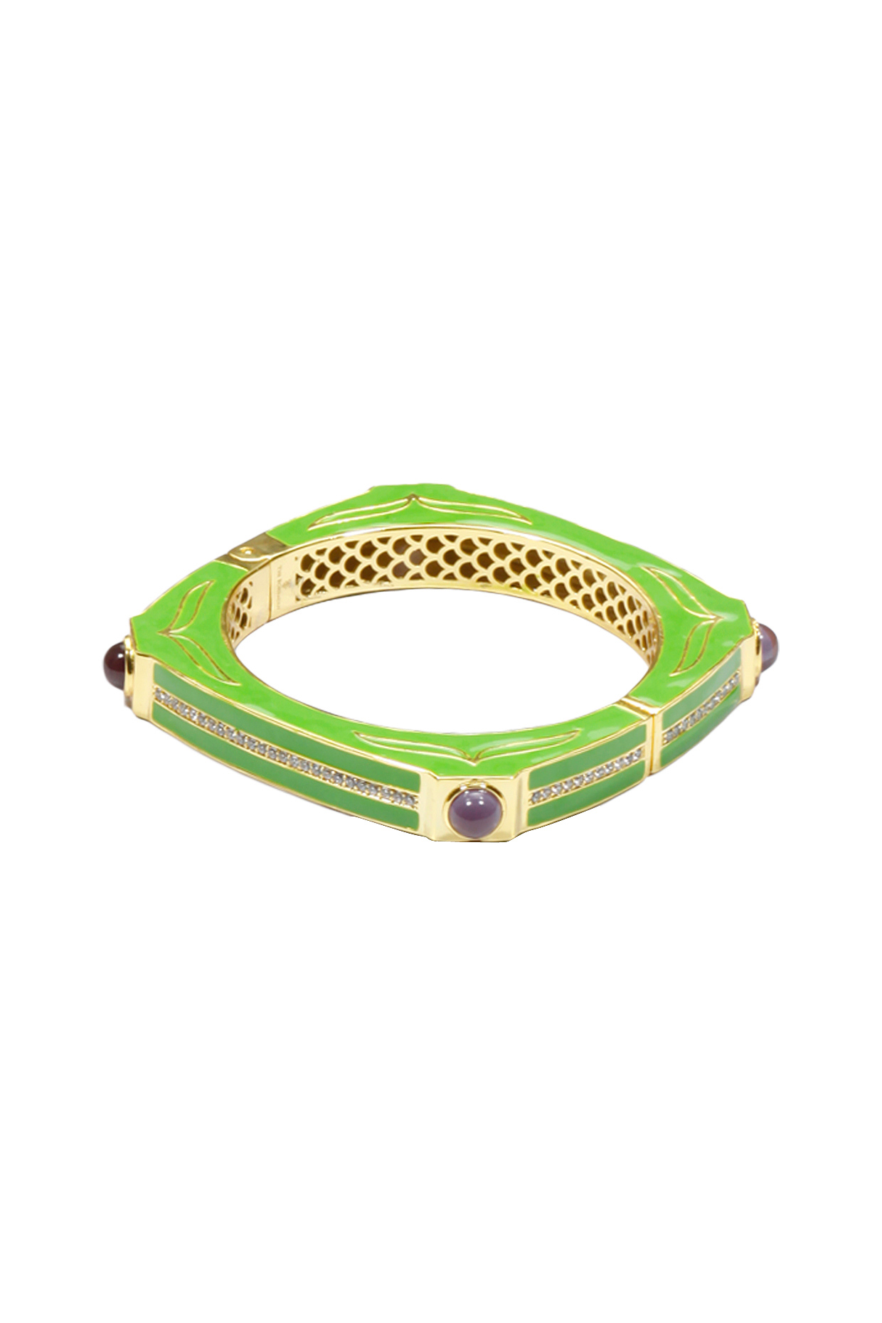 Green square enamel bangle by The Bohemian