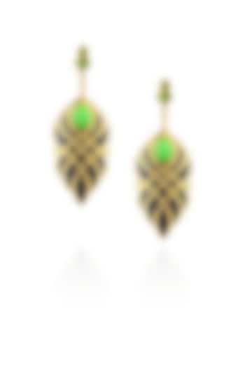 Navy blue and green criss cross earrings by The Bohemian