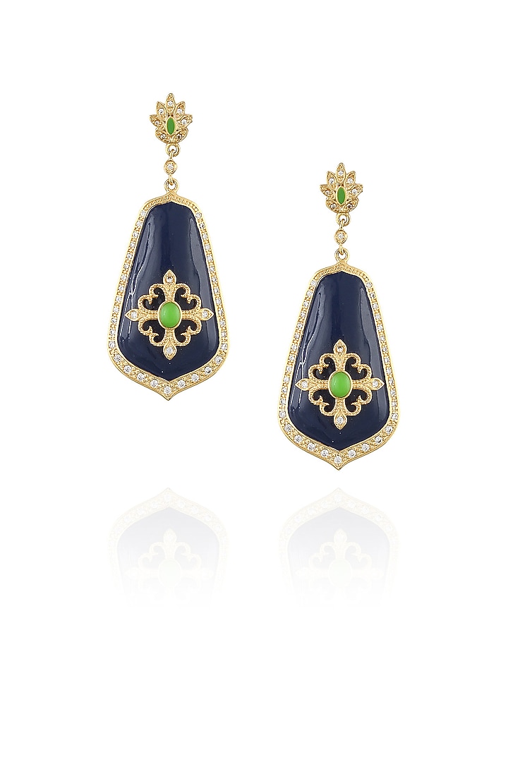 The Bohemian presents Navy blue chantilly vintage earrings available only at Pernia's Pop Up Shop.
