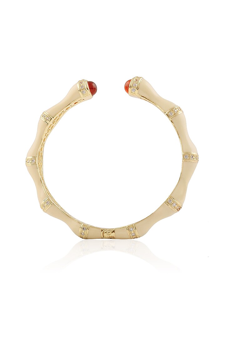 The Bohemian presents Gold plated ivory enamel bamboo bracelet available only at Pernia's Pop Up Shop.