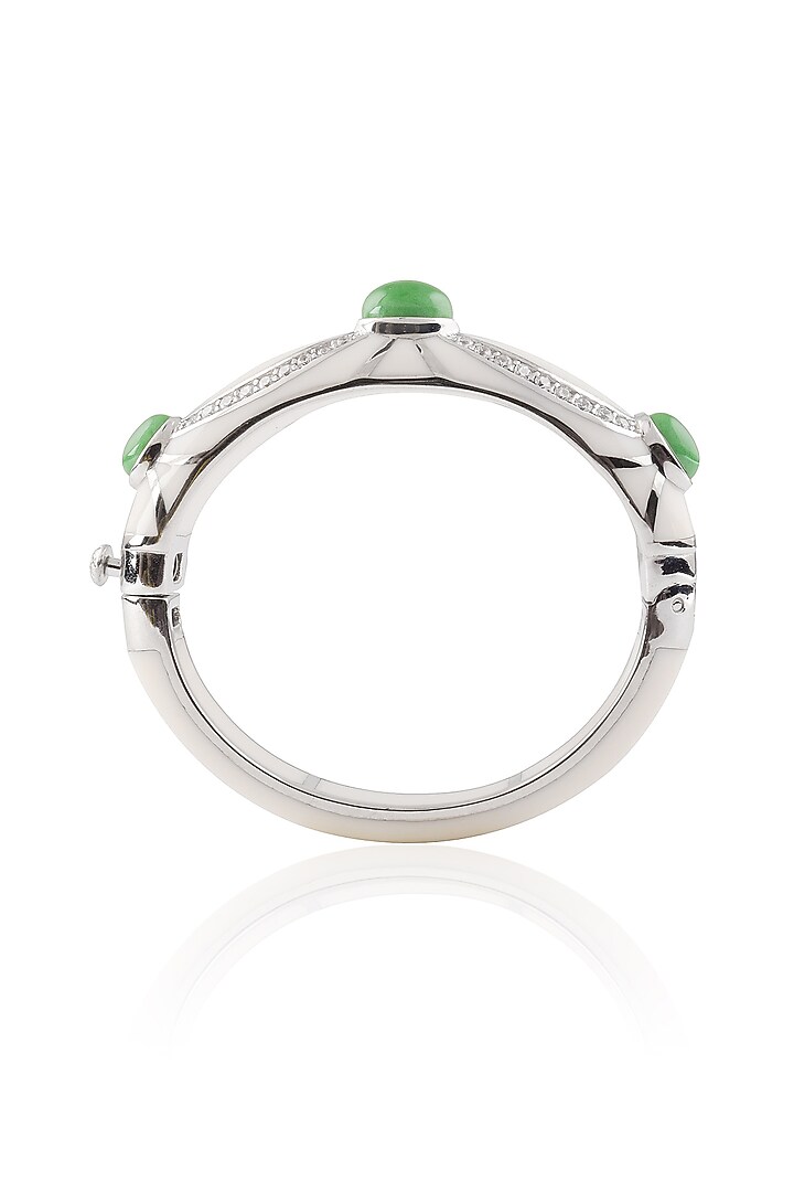 The Bohemian presents Ivory resin classic three green stones bangle available only at Pernia's Pop Up Shop.
