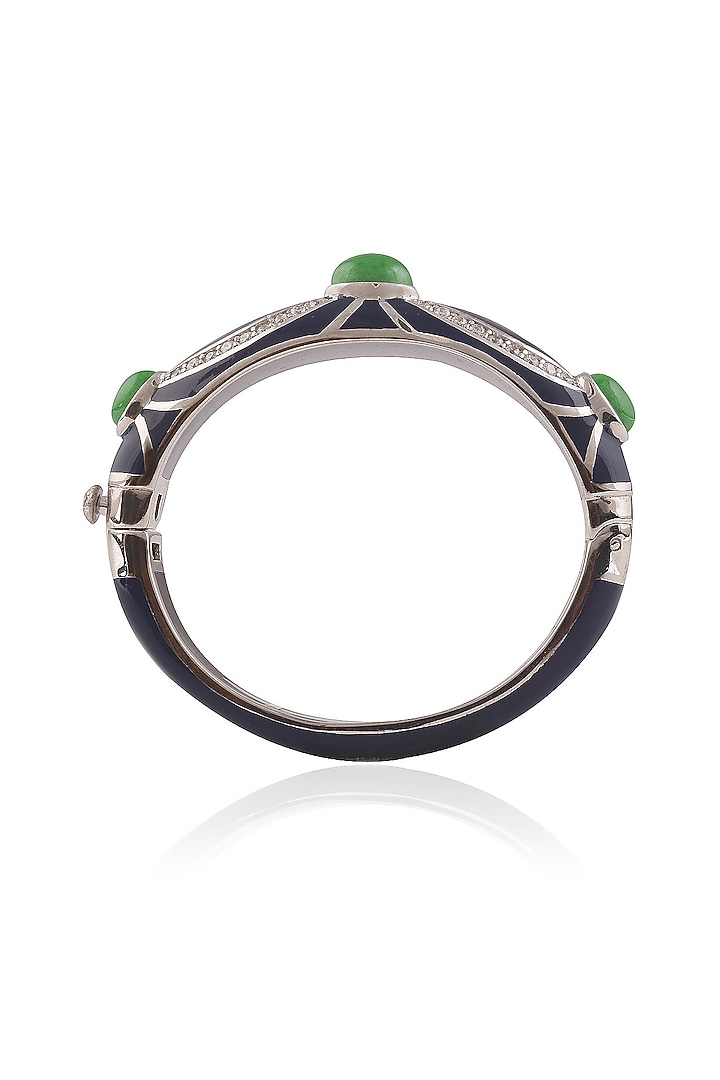 The Bohemian presents Blue resin classic three green stones bangle available only at Pernia's Pop Up Shop.