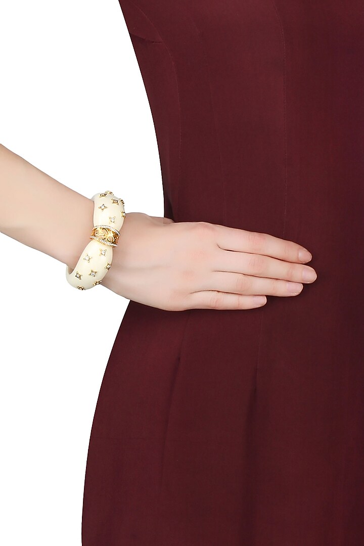 Gold Plated Ivory Resin Confetti Bracelet by The Bohemian