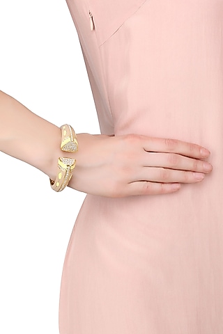Gold Plated Khakhi And Yellow Enamel Colossal Bangle by The Bohemian