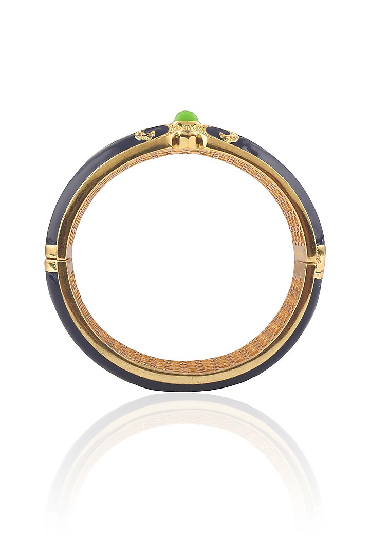 The Bohemian presents Gold plated navy blue enamel chantilly vintage bangle available only at Pernia's Pop Up Shop.