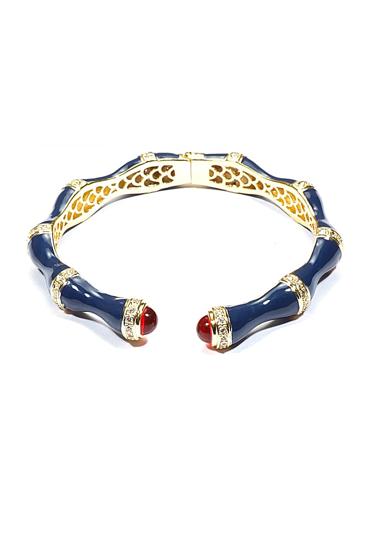 Gold plated bamboo enamel open bracelet available only at Pernia's Pop Up Shop.