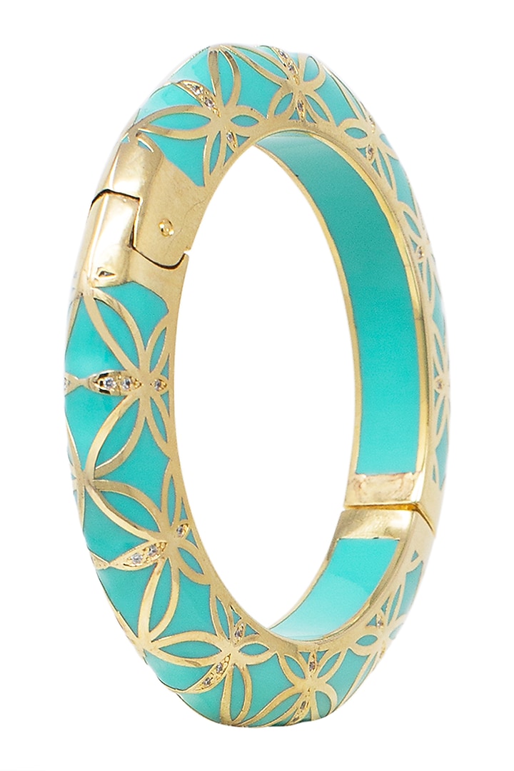 Gold plated pistachio bangle available only at Pernia's Pop Up Shop.