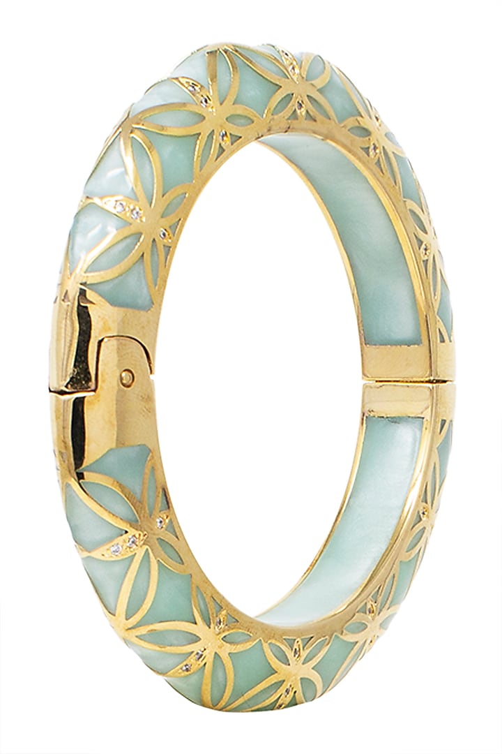 Gold plated teal green bangle available only at Pernia's Pop Up Shop.