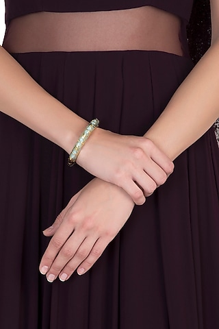 Gold Plated Teal Green Bangle by The Bohemian