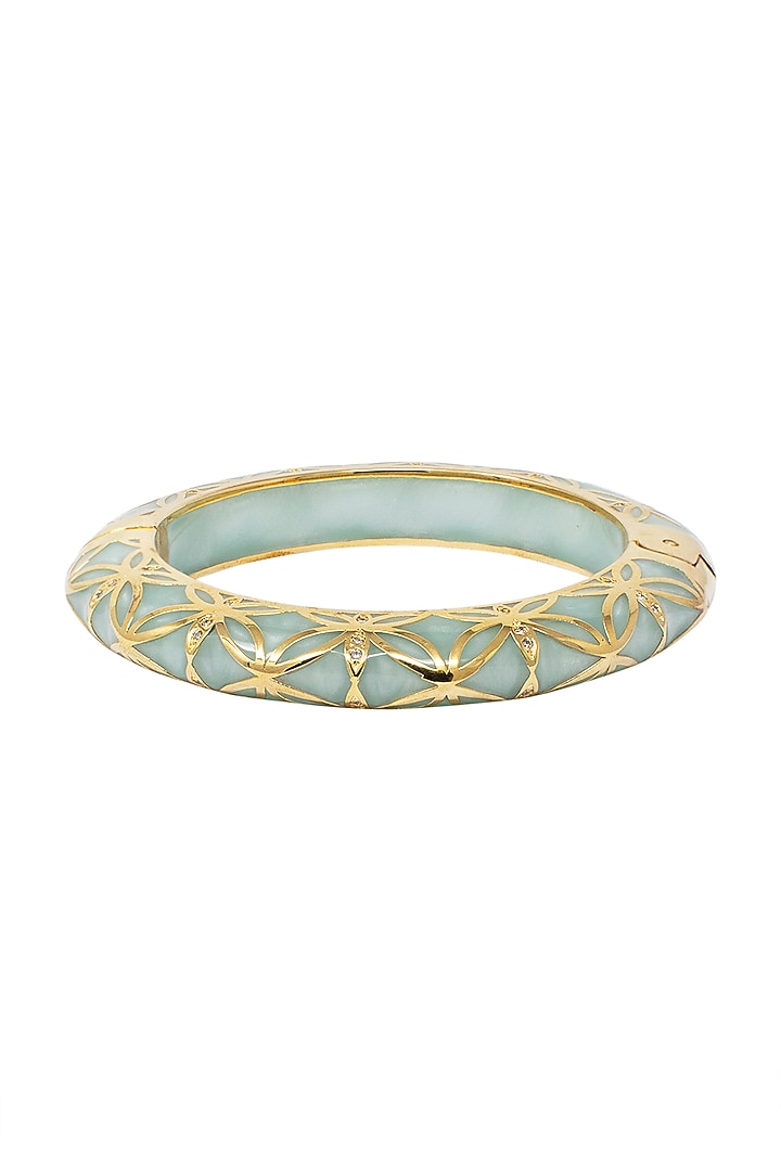 Gold plated teal green bangle available only at Pernia's Pop Up Shop.