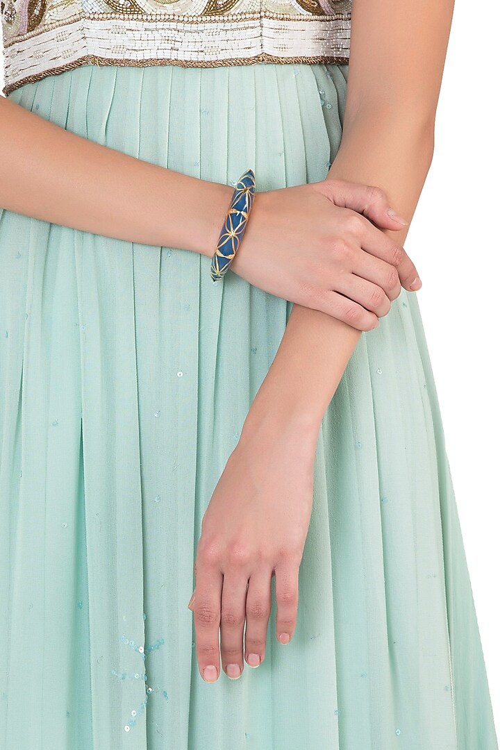 Gold Plated Blue Cuff by The Bohemian