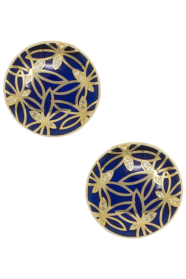Gold plated blue butterfly stud earrings available only at Pernia's Pop Up Shop.