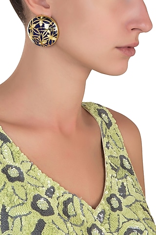 Gold Plated Blue Butterfly Stud Earrings by The Bohemian