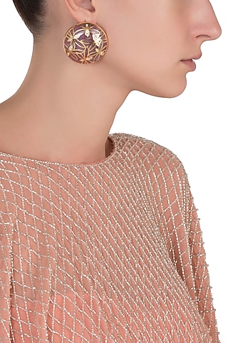 Gold Plated Pink Butterfly Stud Earrings by The Bohemian