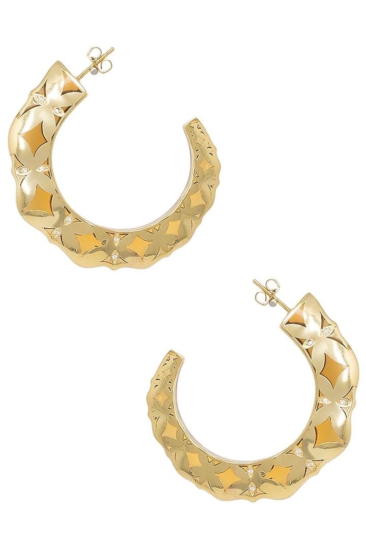 Gold plated amber hoop earrings available only at Pernia's Pop Up Shop.