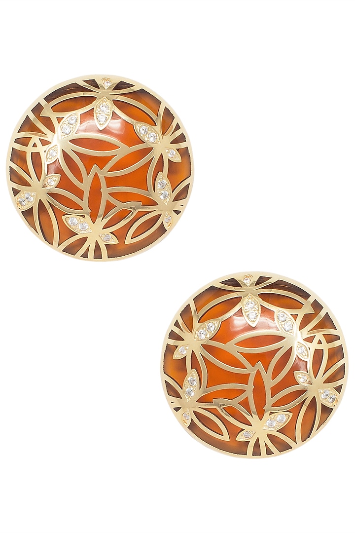 Gold plated amber butterfly stud earrings available only at Pernia's Pop Up Shop.