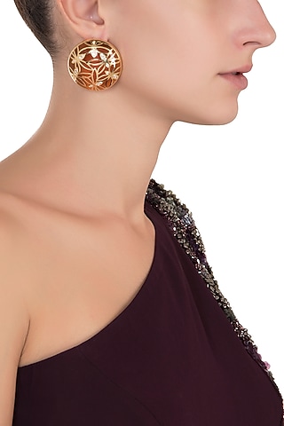 Gold Plated Amber Butterfly Stud Earrings by The Bohemian