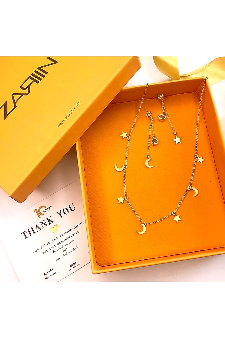 Gold Plated Necklace Set In Gift Box by Zariin at Pernia's Pop Up Shop