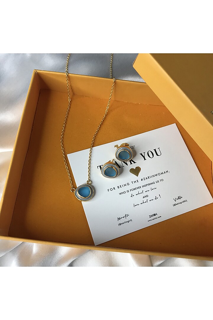 Gold Plated Pendant Necklace Set In Gift Box by Zariin at Pernia's Pop Up Shop