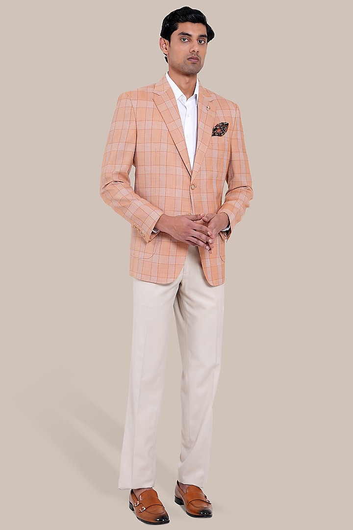 Orange Wool Blend Blazer Jacket by BRAHAAN at Pernia's Pop Up Shop