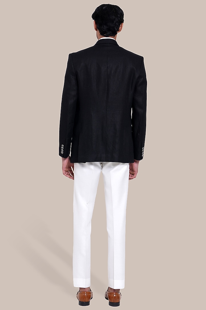 Black Linen Blazer by BRAHAAN at Pernia's Pop Up Shop