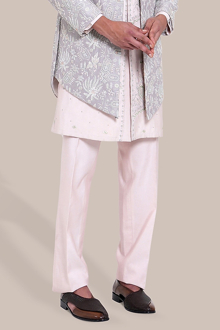 Purple Pure Silk Thread Embroidered Indo-Western Set by BRAHAAN at Pernia's Pop Up Shop
