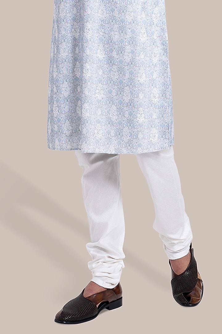 Light Green Silk Jacquard Thread Embroidered Kurta Set by BRAHAAN at Pernia's Pop Up Shop