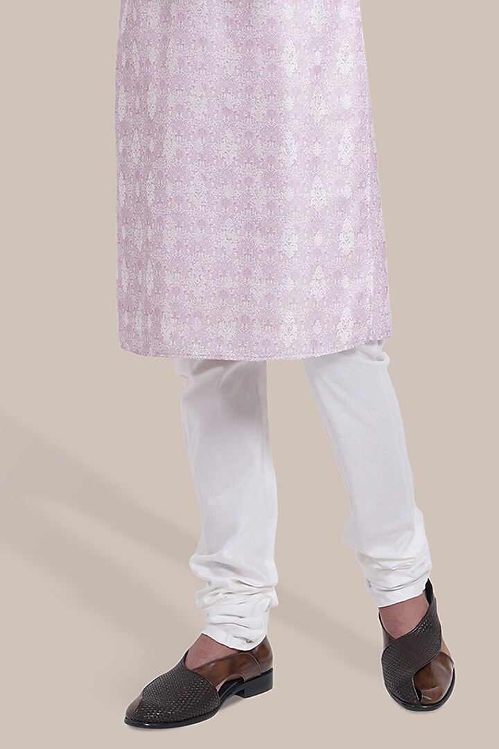 Pink Silk Jacquard Thread Embroidered Kurta Set by BRAHAAN at Pernia's Pop Up Shop