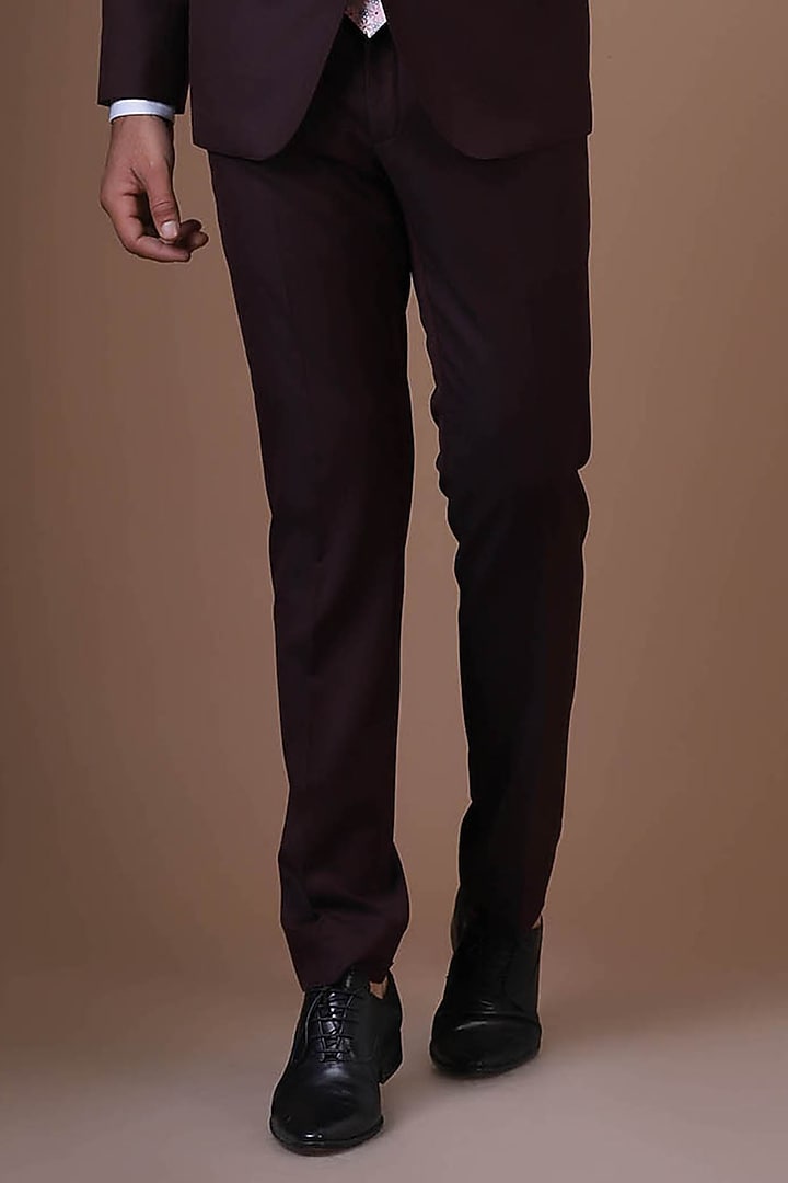 Wine Poly Wool Blazer Set by BRAHAAN at Pernia's Pop Up Shop