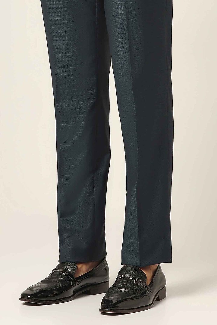 Teal Blue Wool Blend Bandghala Set by BRAHAAN at Pernia's Pop Up Shop