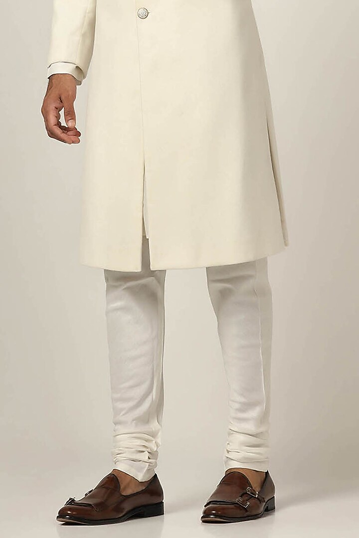 Off-White Cotton Velvet Wedding Indowestern Set by BRAHAAN at Pernia's Pop Up Shop