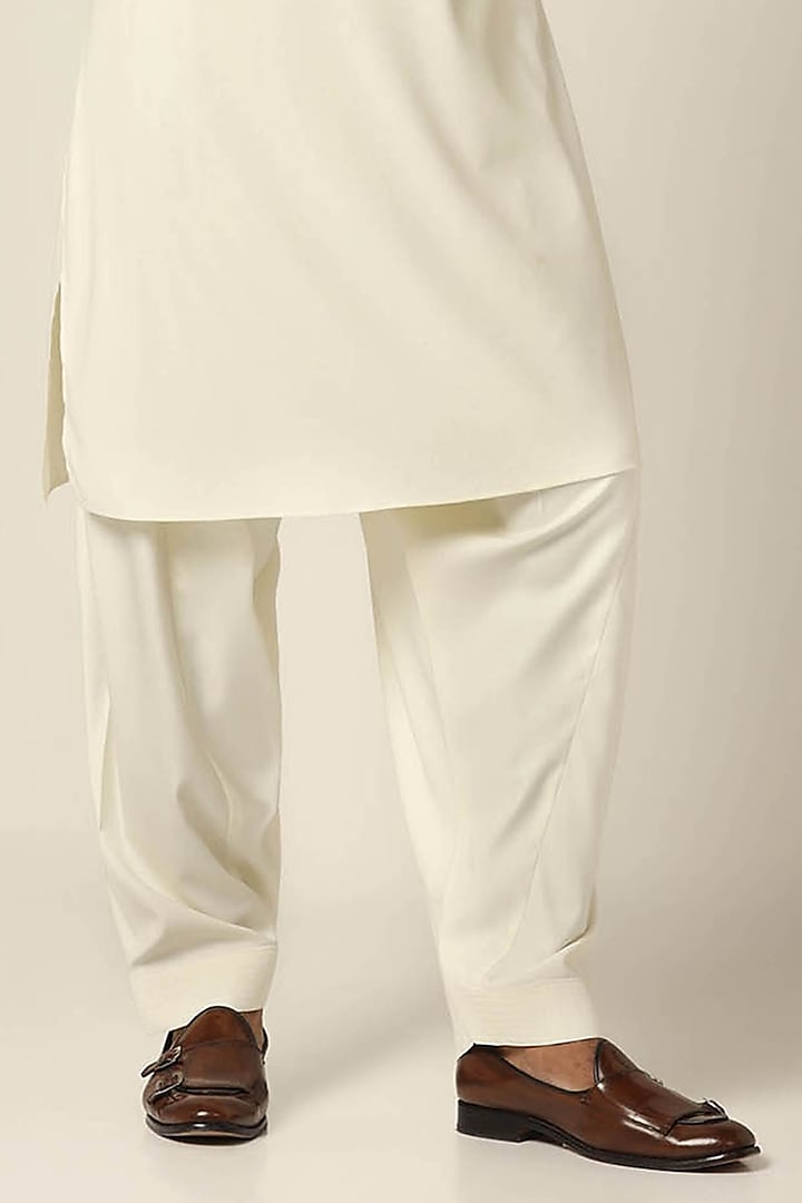 Cream Spun Polyester Pathani Kurta Set by BRAHAAN at Pernia's Pop Up Shop