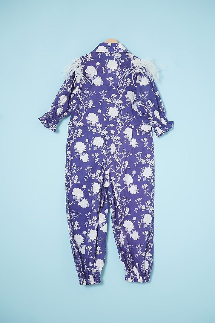 Purple Cotton Digital Printed Jumpsuit For Girls by Brat N Pret at Pernia's Pop Up Shop