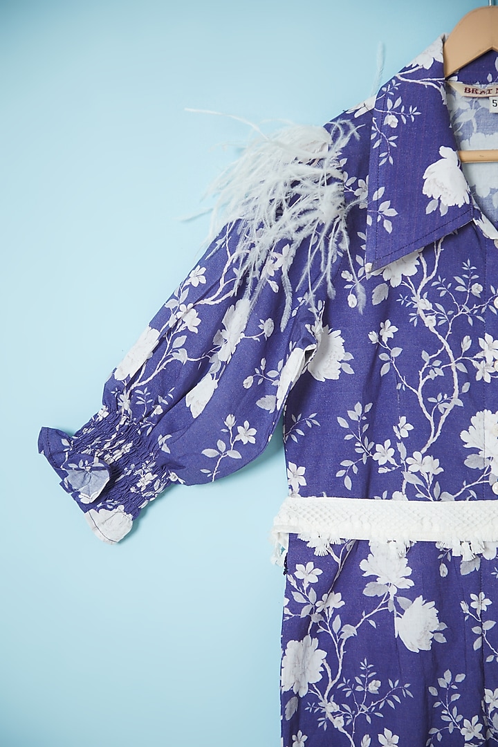 Purple Cotton Digital Printed Jumpsuit For Girls by Brat N Pret at Pernia's Pop Up Shop