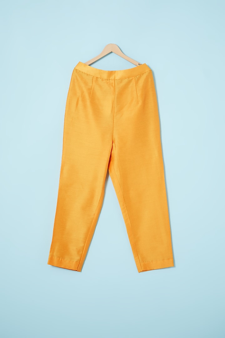 Yellow Chanderi Printed & Embroidered Kurta For Boys by Brat N Pret at Pernia's Pop Up Shop