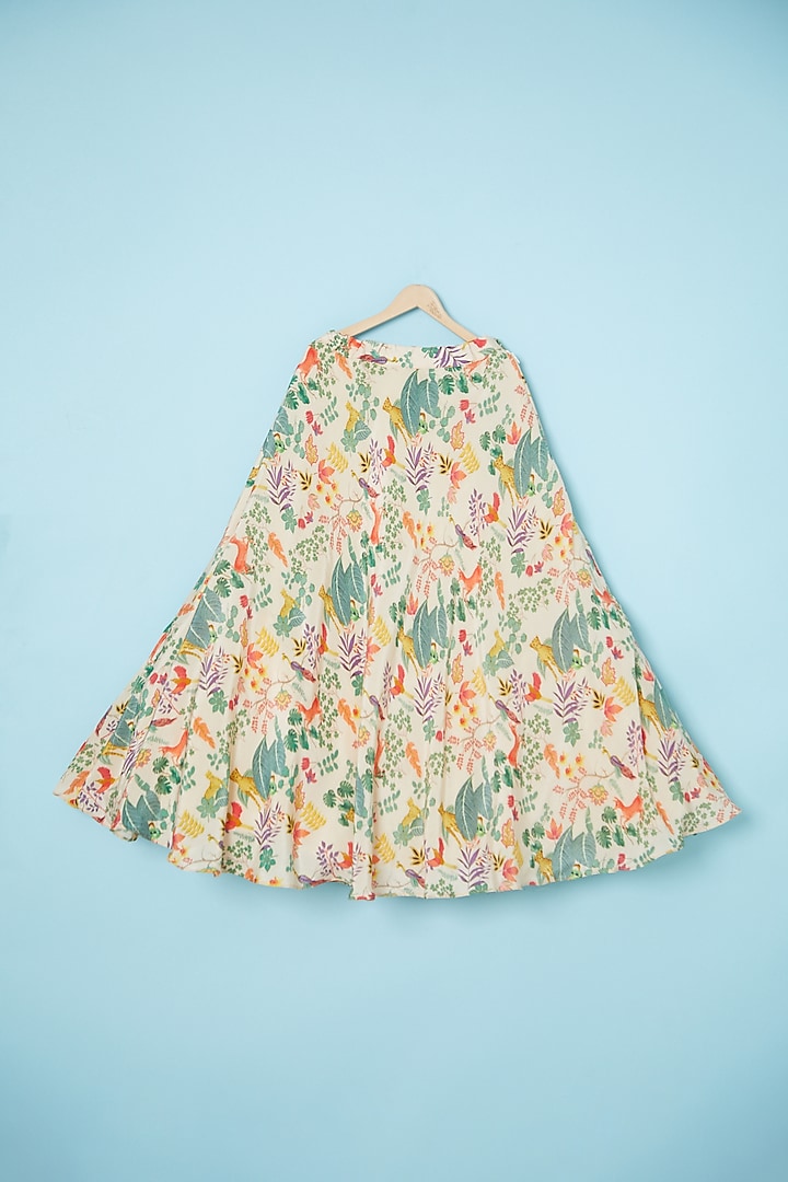 Multi-Colored Silk Printed Lehenga Set For Girls by Brat N Pret at Pernia's Pop Up Shop